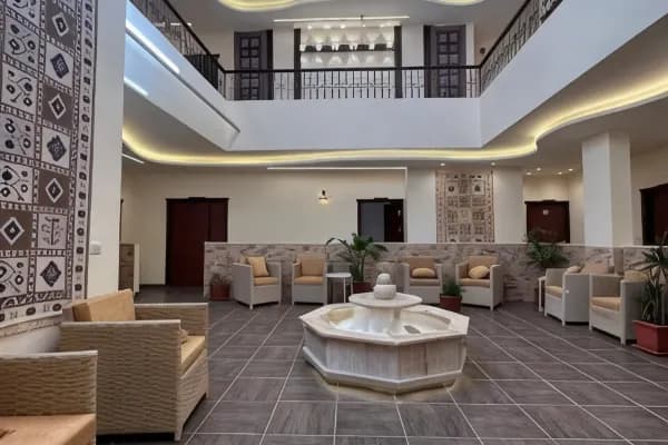 Outdoor seating area at Rumman Hotel